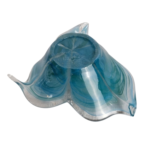 Blue and Green Murano Glass Flower Bowl - Picture 4 of 5
